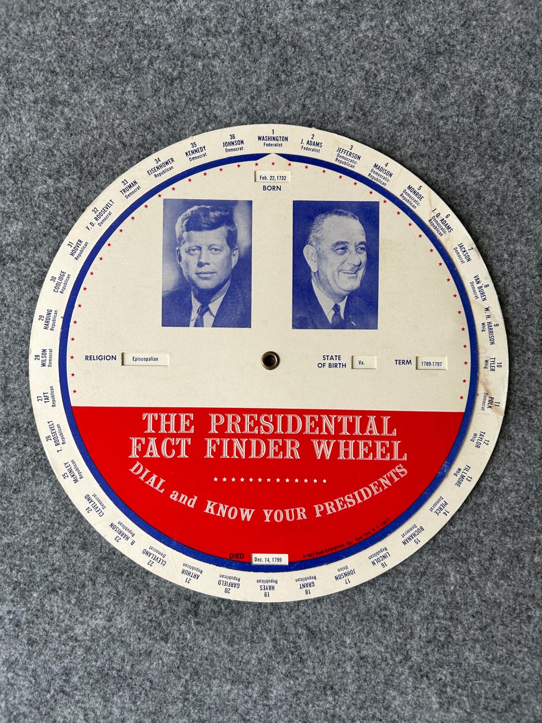 Vintage Presidential Fact Finder Wheel - Dial and Know Your Presidents ...