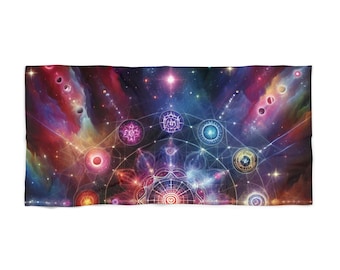 Cosmic Beach Towel: Bohemian Yoga, Meditation, Pool Towel
