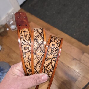 handmade leather tooled belt