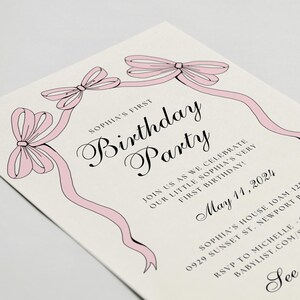 EDITABLE Pink Bow Birthday Invitation | Printable Template | Perfect for Any Age | Coquette Style | Editable Pink Bow Birthday Invitation