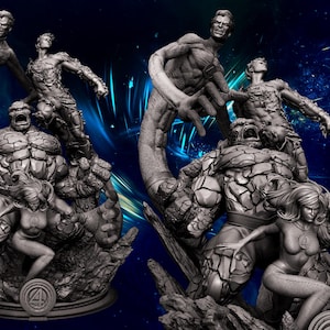 Fantastic Four Diorama  3d Statue Model kit unassembled not painted