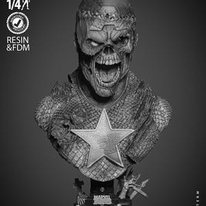 Captain America Zombie Bust stl file for 3d printing
