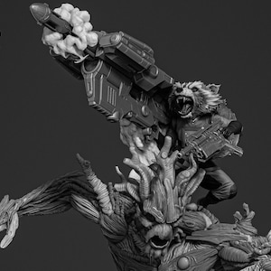 Guardians of the Galaxy Rocket and Groot Comic style stl file for 3d printing