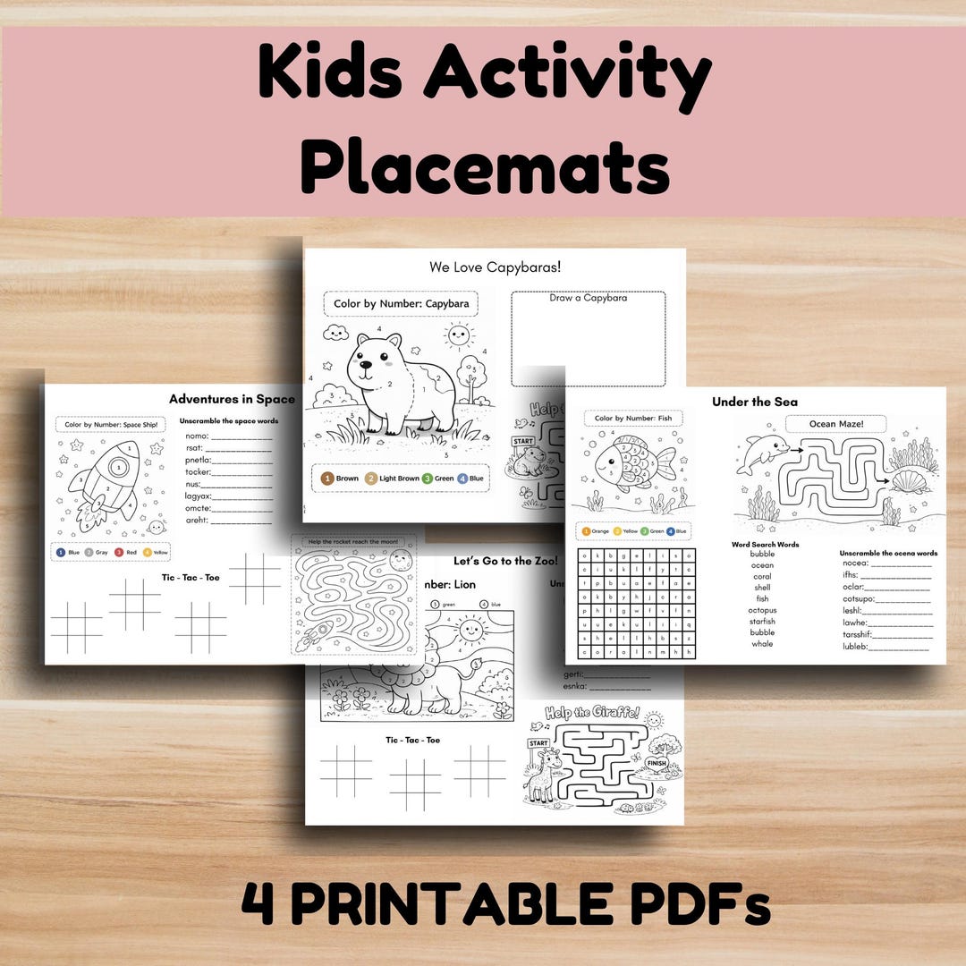 Kids Activity Placemats – Printable Fun for Mealtime & Learning! - Etsy