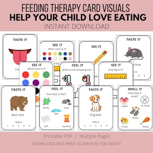 feeding therapy visuals, feeding cards, picky eating, sensory aversion, OT feeding, speech therapy, toddler eating, no prep therapy resource