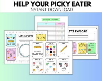 Paquete imprimible de terapia de alimentación: Visualizaciones para niños con alimentación selectiva y actividades de exposición a los alimentos (PDF)