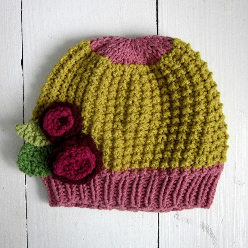 KNITTING PATTERN baby girl hat with flowers PDF instant Etsy