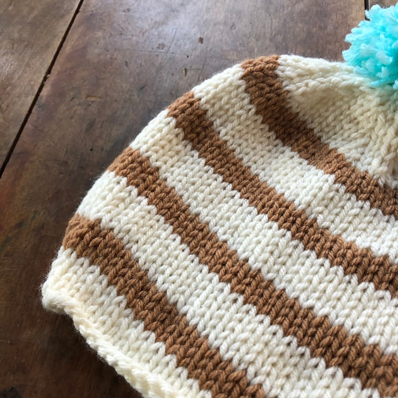 Sample Sale READY TO SHIP Size 6-12 months Striped winter hat with pom pom