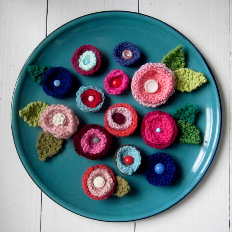 KNITTING PATTERN flowers and leaves embellishments knitted Etsy