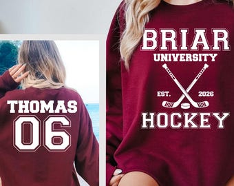 Personalized Briar University Hockey Sweatshirt, Custom Campus Hockey Hoodie, Hockey Romance Gift, Off-Campus Crewneck, Briar Hockey Lover