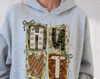 Hunt Sweatshirt, Deer Hunting Hoodie, Camouflage Bow Sweater, Hunt Season Hoodie, Camo Bow Hoodie, Hunting Lovers Gift, Duck Hunting Sweater