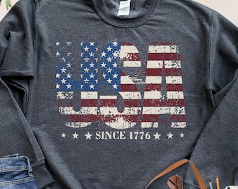 USA Since 1776 Sweatshirt, American Girl Hoodie, American Flag Sweater, Patriotic Women, Independence Apparel, Patriotic History Sweatshirt