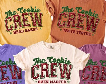 Comfort Colors® Christmas Cookie Crew Shirt, Funny Matching Baking Family Tee, Retro Holiday Cookie Group Shirt, Cozy Winter Xmas Shirt