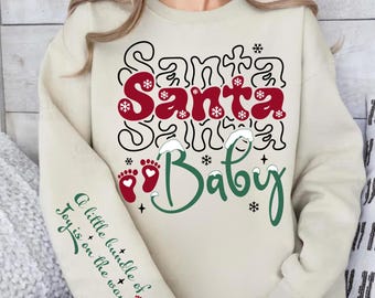 Christmas Pregnancy Announcement Hoodie, Santa Baby Reveal Sweatshirt, Mom To Be Christmas Bump Sweater, Pregnant Christmas Reveal Sweater