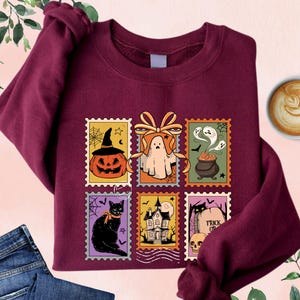 Womens Halloween Sweatshirt, Halloween Black Cat Sweater, Halloween Hoodie, Cute Fall Sweater, Pumpkin Ghost Sweater, Fall Sweater Gift