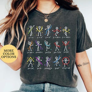 Comfort Colors® Funny Math Teacher Shirt, Dancing Graph Functions Tee, Algebra Calculus Teacher Gift, Cute Back to School Math Teacher Tee