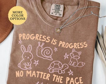 Comfort Colors® Progress Is Progress Shirt, No Matter The Pace Shirt, Life Is Not A Race T-Shirt, Woodland Friends Tshirt, SPED Educator Tee