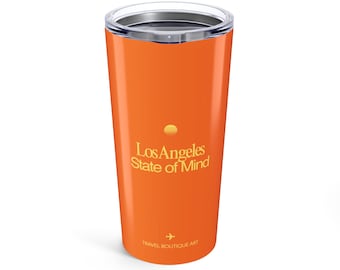 Los Angeles State of Mind Tumbler | Vibrant Orange and Butter Yellow | Travel & City Lover Gift | Stainless Steel | 20oz Drinkware