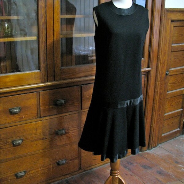 Vintage Black Drop Waist Cocktail Dress by Gay Gibson Medium