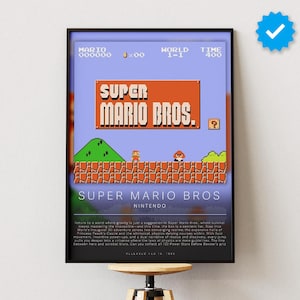 Super Mario Bros Poster | Gaming Poster | Video Game Prints | Wall Decor Posters | Gaming Gift | Video Game Poster | Gaming Decor