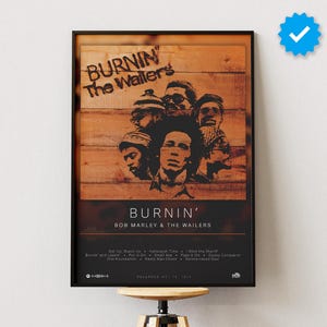 Bob Marley & The Wailers Poster | Burnin&#39; Poster | Album Poster Prints | Wall Decor Posters | Album Cover | Reggae Music Poster