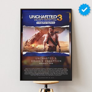 Uncharted 3: Drake&#39;s Deception Poster | Gaming Poster | Video Game Prints | Wall Decor Posters | Video Game Poster | Gaming Decor