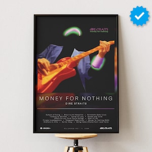 Dire Straits Poster | Geld für nichts Poster | Album Poster Drucke | Wanddekor Poster | Album-Cover | Rock Musik Poster