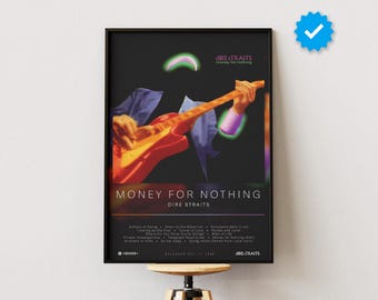 Dire Straits Poster | Money For Nothing Poster | Album Poster Prints | Wall Decor Posters | Album Cover | Rock Music Poster