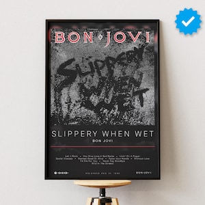 Bon Jovi Poster | Slippery When Wet Poster | Album Poster Prints | Wall Decor Posters | Album Cover | Rock Music Poster