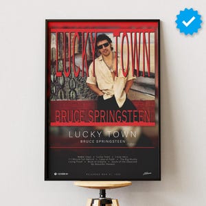 Bruce Springteen Poster | Lucky Town Poster | Album Poster Prints | Wall Decor Posters | Album Cover | Rock Music Poster