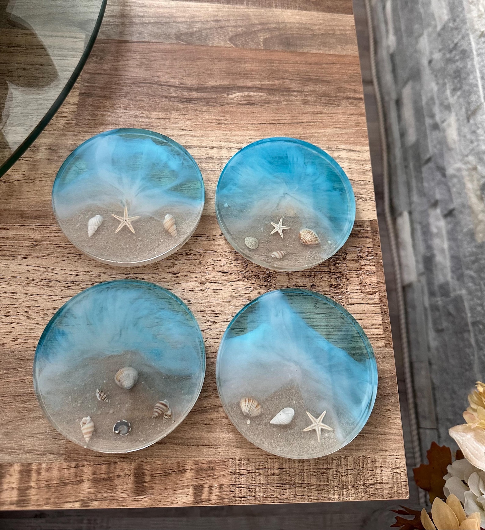 Ocean Resin Coasters: Set of 4