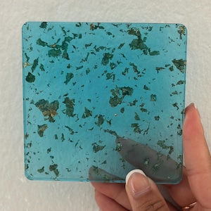 Blue and Gold Resin Coaster: Elegant Handmade Home Decor