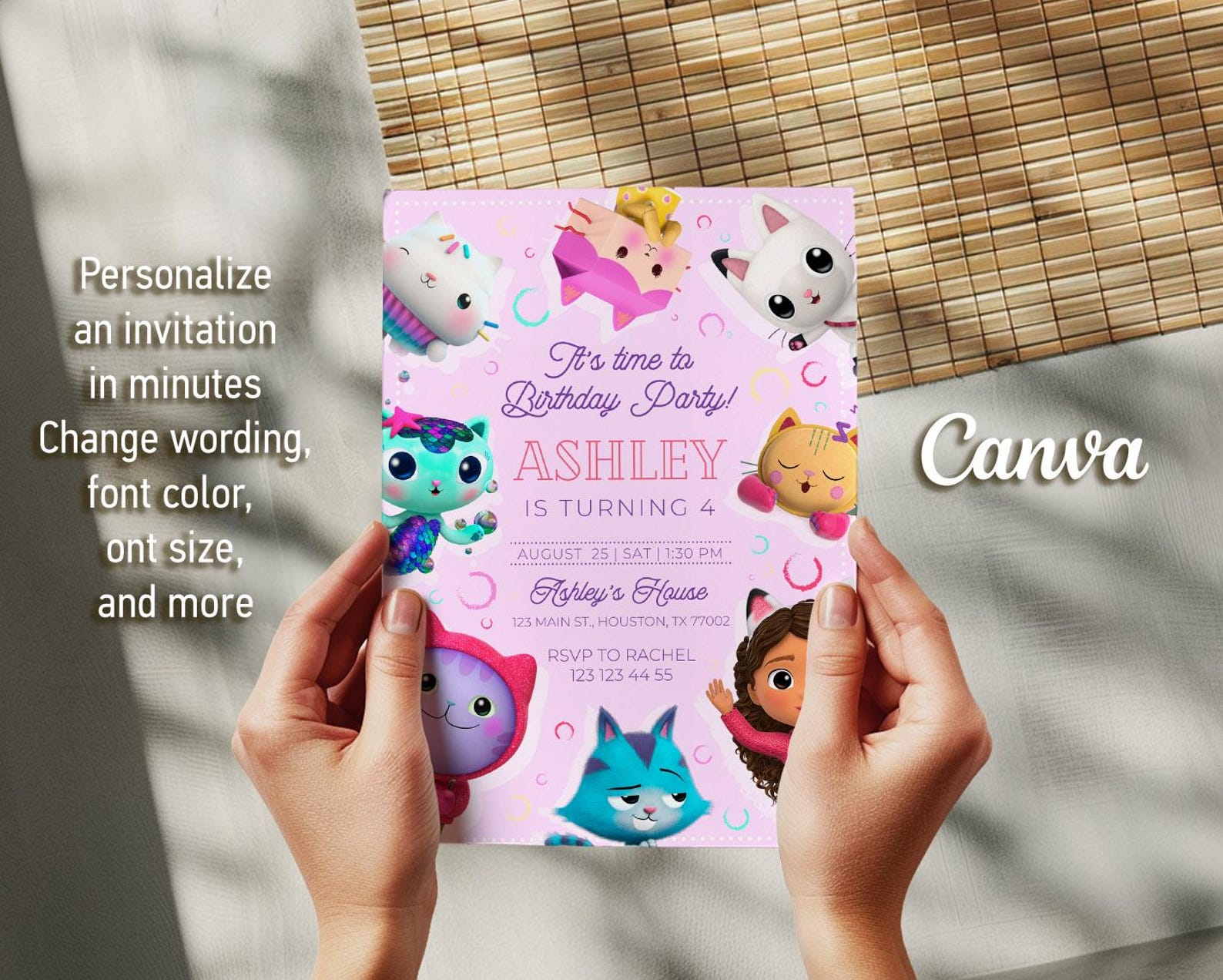Printable Dollhouse Invitation, Editable Birthday Invite, Doll Party Invitation, Girl Birthday ...