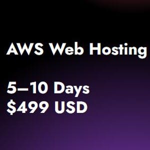 May include: AWS Web Hosting service with a price of $499 USD and a delivery time of 5-10 days.