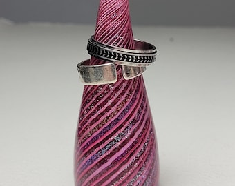 Handblown glass ring holder -- dichroic glass -- Toseland Glass