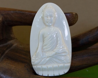 Hand Carved Buddha Cabochon ~ Large Bone Buddha bead, flat back, spiritual cabs, chakra crafts, for all your jewelry or crafting needs!