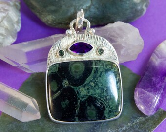 Star Galaxy Jasper Pendant ~ Kambaba Jasper, Amethyst, and tourmaline set in sterling silver, Come Sail Away! One of a Kind necklace