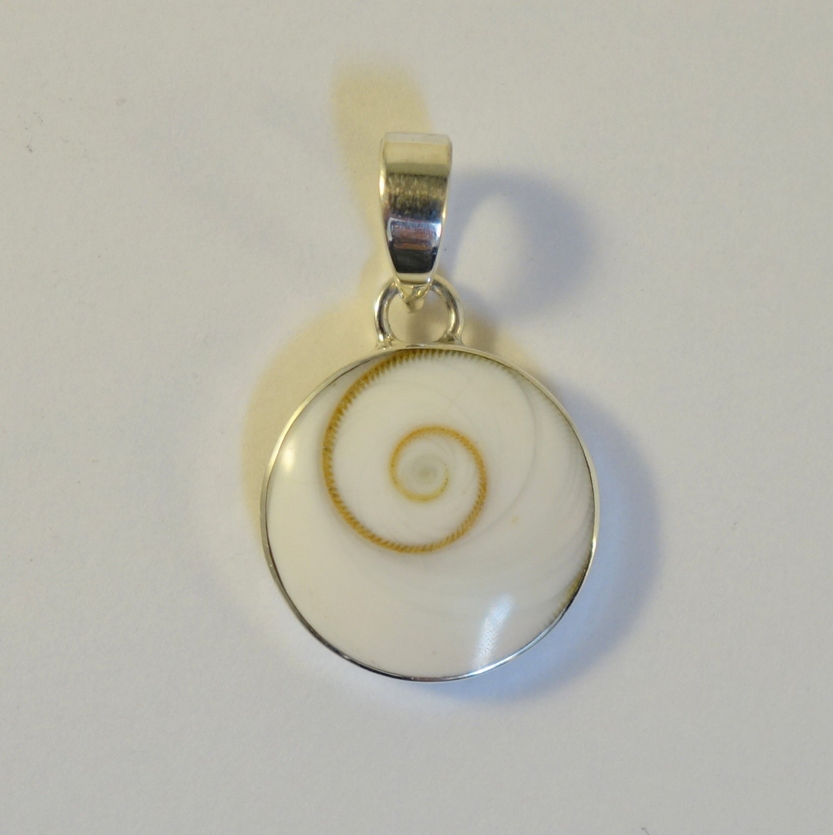 Shiva Shell Small Small Round Eye of Shiva Shell Pendant ~ Set in Sterling Silver - Etsy