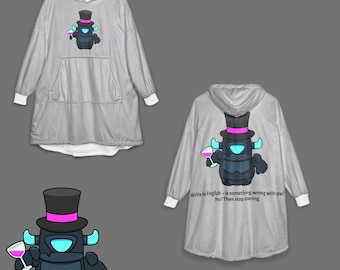 Cartoon Gamer Hooded Blanket: Cozy Polyester Sweatshirt Throw