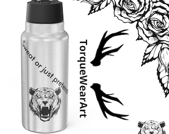 Funny Gator Stainless Steel Tumbler, 32oz (Flip-Top, Straw)