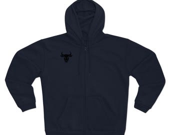 Sudadera con capucha y cremallera Red Charging Bull / Sudadera con capucha y cremallera con el logotipo minimalista de Bull