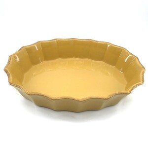 Cazuela de gres Cerutil Portugal, fuente para hornear festoneada amarilla, estilo vintage