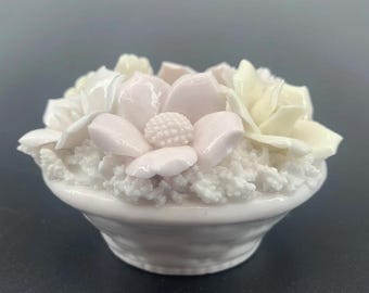 Lenwile China Ardalt Porcelain Flower Basket Candle Holder 6237 Vintage Japan