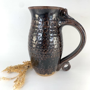 Handmade Studio Pottery Vase Brown 9&quot; Tall Stoneware Wheel Thrown Signed Art