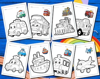Transportation Coloring Pages: Vehicle Activity Sheets (PDF Download)