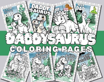 Daddysaurus Father's Day Coloring Pages: Dinosaur Dad Activity (PDF Download)