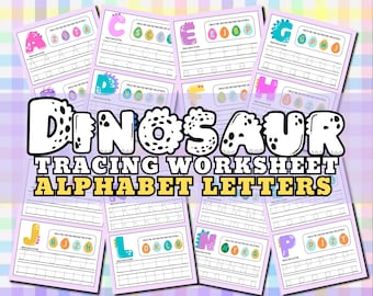 Dinosaur Alphabet Tracing Worksheets: PreK-Kindergarten Letter Practice (Digital Download)