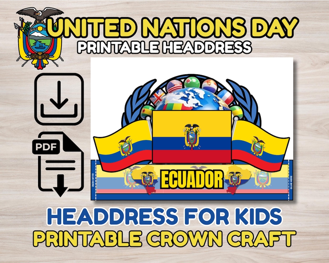 Ecuador Flag Headdress Printable United Nations Day Craft (PDF) Etsy