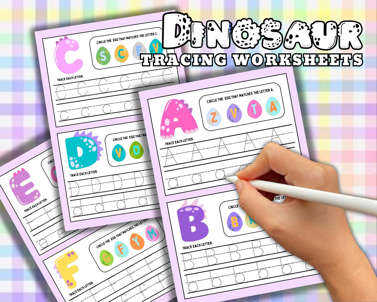 Dinosaur Alphabet Tracing Worksheets: Prek-kindergarten Letter Practice ...