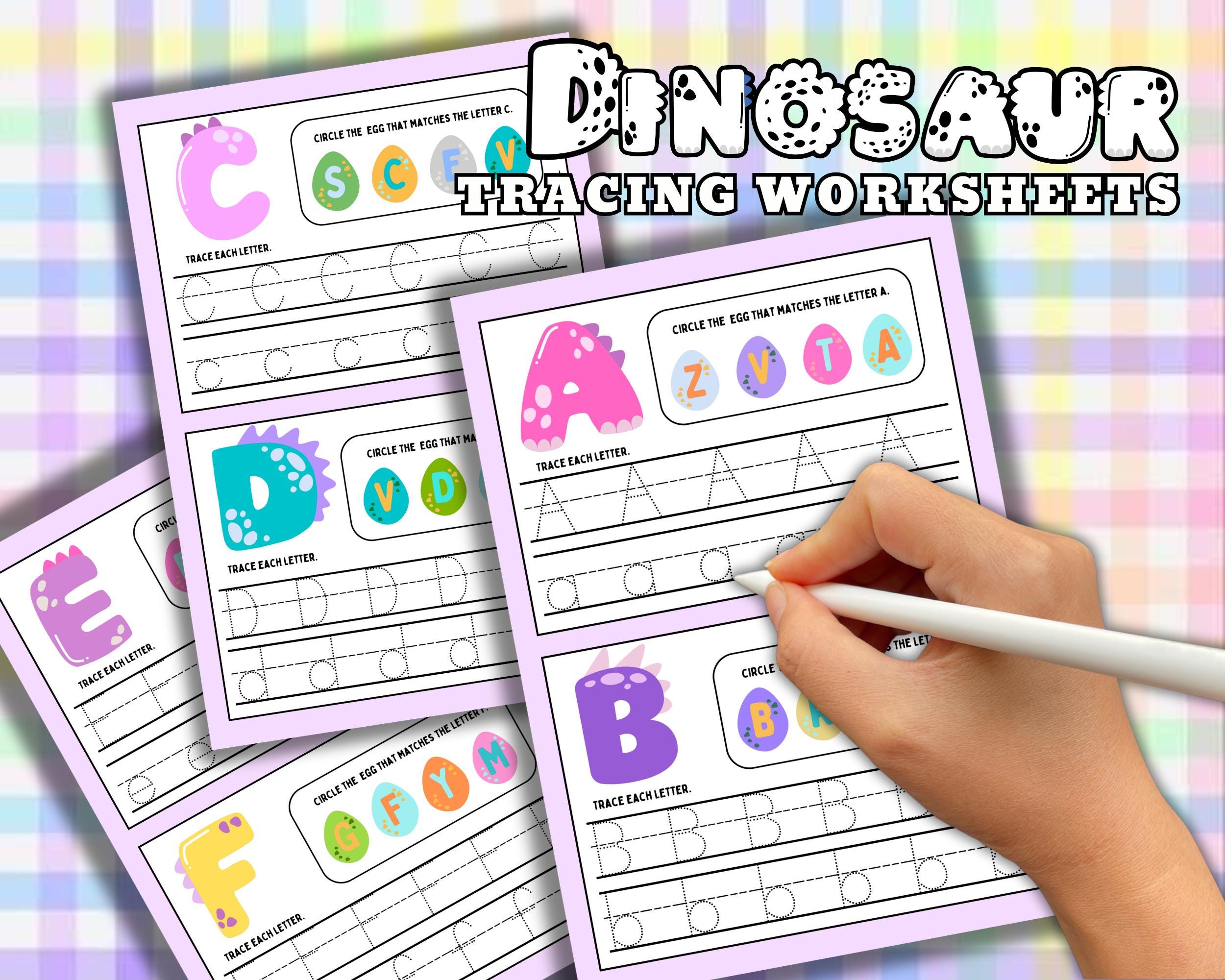 Dinosaur Alphabet Tracing Worksheets: Prek-kindergarten Letter Practice ...